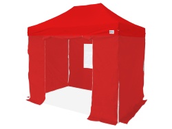 Barnum pliant 2x3m ROUGE acier 30mm + Pack bâches latérales 