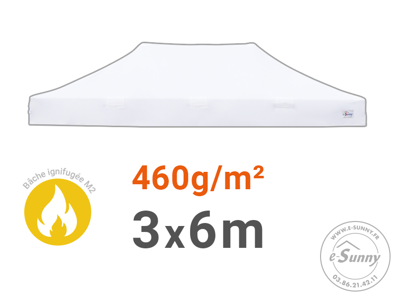 Bâche de toit 460g/m² rechange pour barnum pliant 3x6