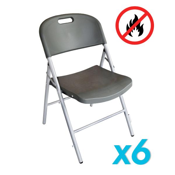 Chaise pliante gris Oliva M2 - lot de 6 pièces