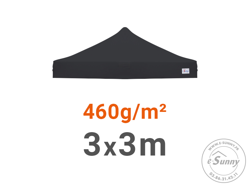 Bâche de toit 460g/m² rechange pour barnum pliant 3x3 Noir