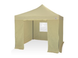 Barnum pliant 30mm - 2x2m + Pack bâches latérales BEIGE