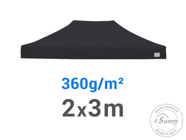 Toit 2x3m 360g/m² NOIR pour barnum pliant 