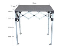 Table Comptoir Pliant Plateau Acier 1m X 70cm avec Jupe Blanche