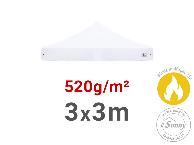 Bâche de toit 520g/m² rechange pour barnum pliant 3x3m