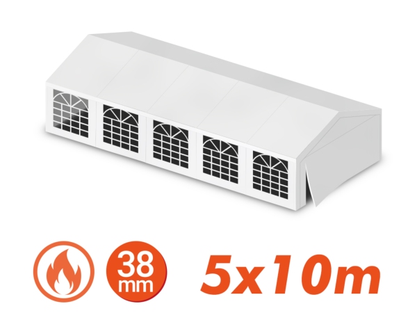 Tente de Réception 5X10M - PVC 480g/m² - Tube 38mm Acier Galvanisé