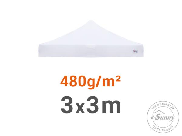 Bâche de toit 480g/m² rechange pour barnum pliant 3x3 Blanc