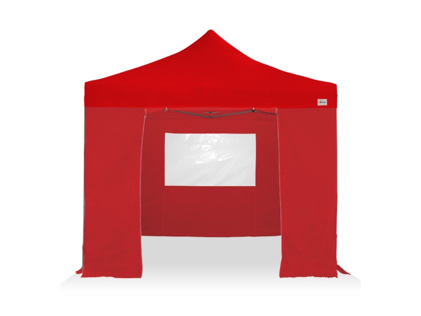 Barnum Pliant 2X2M Rouge avec pack entourage, Toit 100% étanche