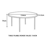 Table Pliable Ronde Valise 154cm