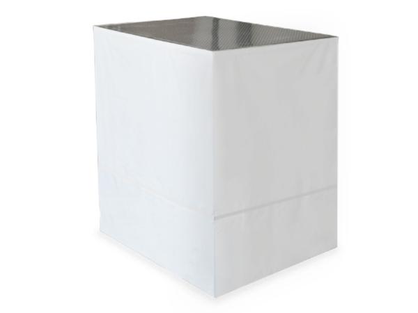 Table Comptoir Pliant Plateau Acier 1m X 70cm avec Jupe Blanche