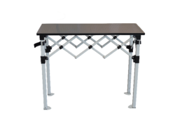 Table Comptoir Pliant Plateau Acier 1m X 40cm avec Jupe Blanche