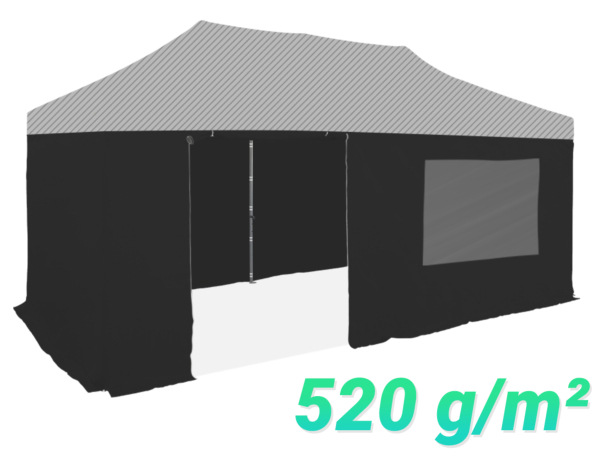 4 bâches latérales 520g/m² PVC 3x6m | 1 Porte + 1 Fenêtre + 2 Pleines 