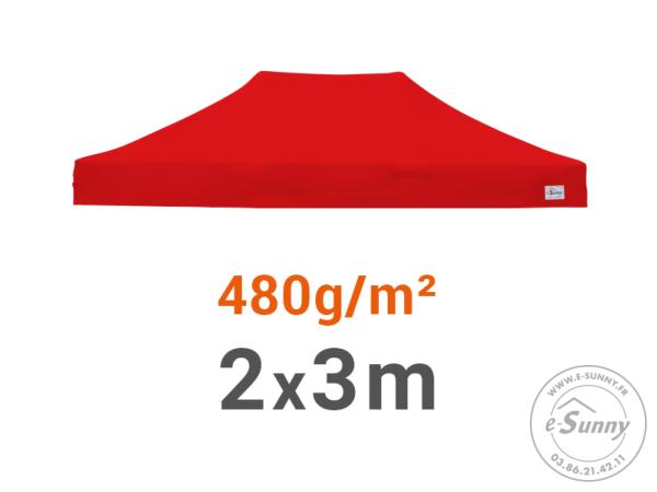Bâche de toit 480g/m² rechange pour barnum pliant alu 45 2x3 ROUGE
