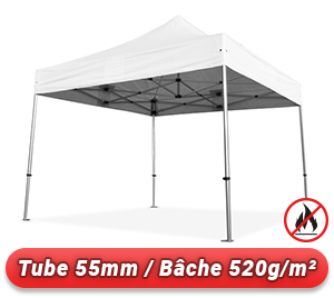 Tente Pliante 55mm Aluminium bâche 520g/m² PVC Norme M2