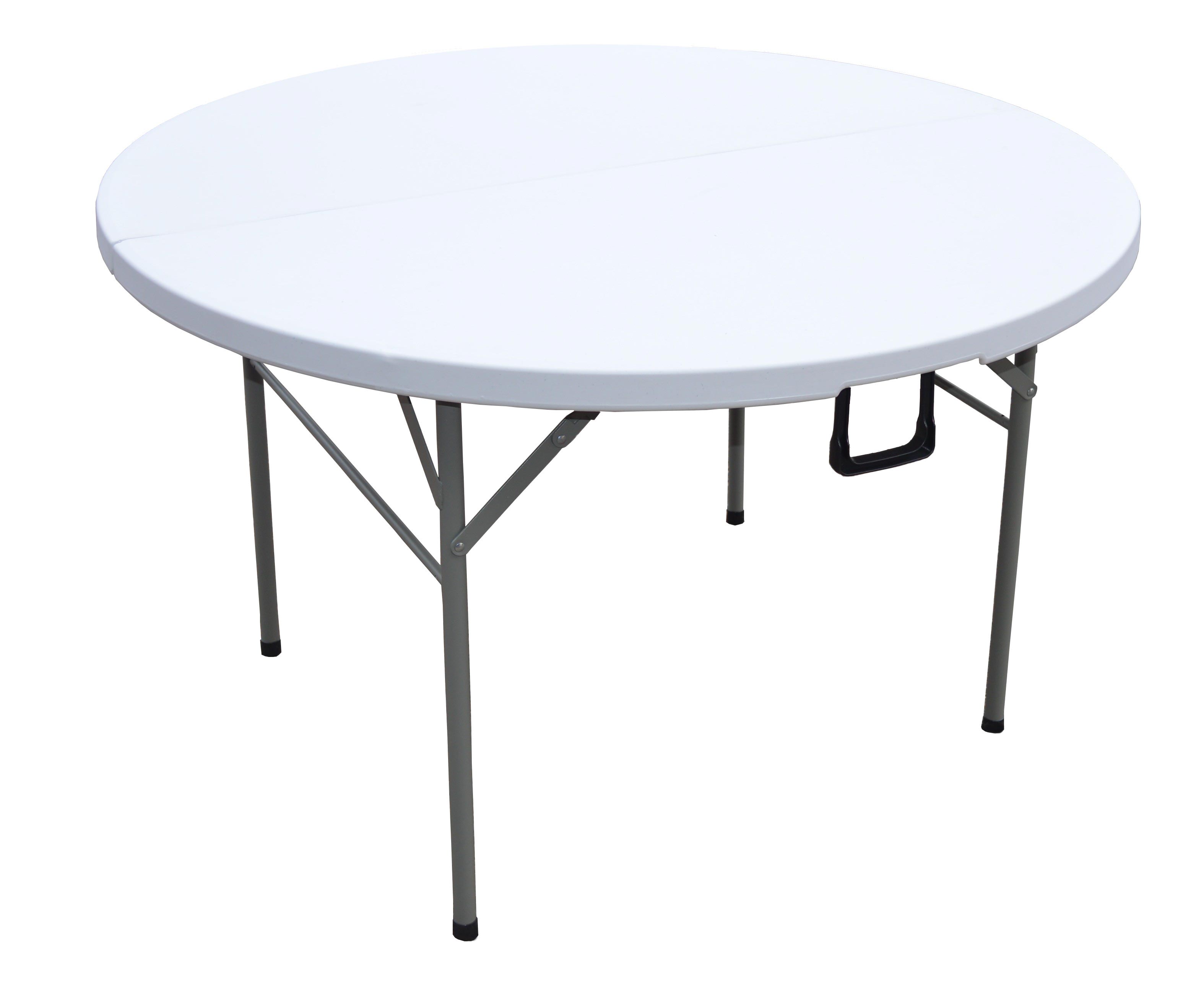 Table ronde pliante, 71 cm, surface vitrée