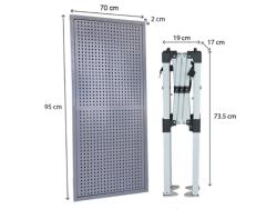Table Comptoir Pliant Plateau Acier 1m X 70cm avec Jupe Blanche