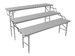 Table alu escalier 3 étages avec plateaux alu 1.5 m Pieds Réglables