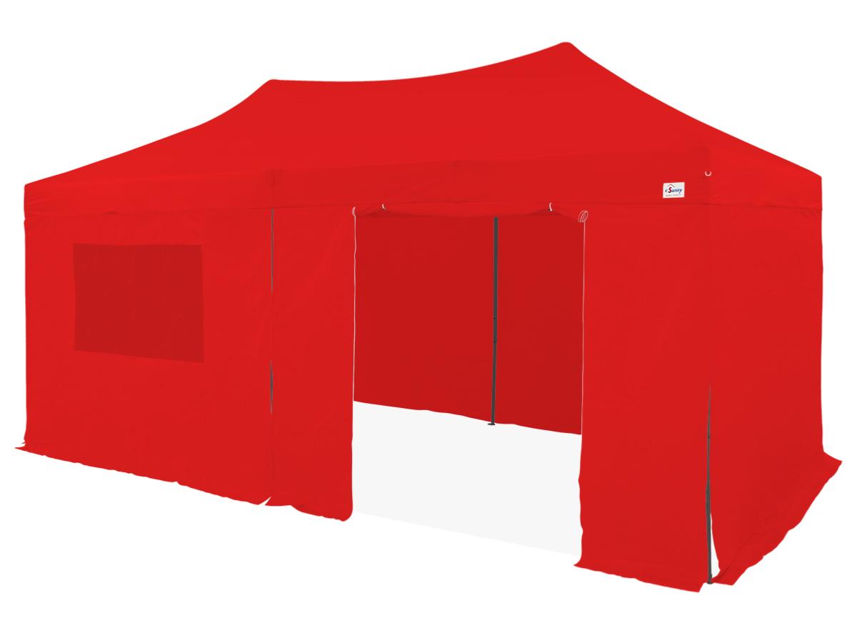 Barnum pliant 30mm - 3x6m + Pack bâches latérales Rouge