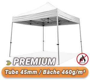 Tente Pliante 45mm Alu PREMIUM Bâche 460g/m² Norme M2
