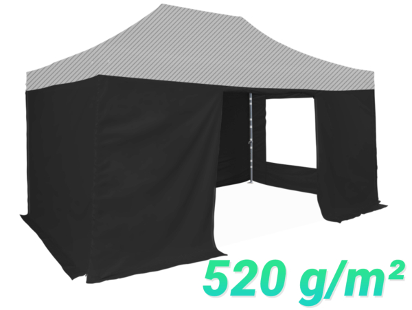 4 bâches latérales 520g/m² PVC 3x4,5m | 1 Porte + 1 Fenêtre + 2 Pleines 